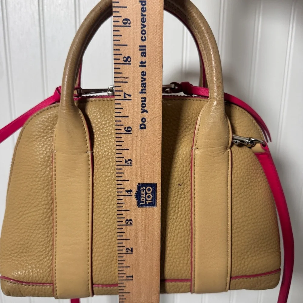 Coach Bleecker Mini Preston Satchel Camel Leather Crossbody Pink Edgepaint